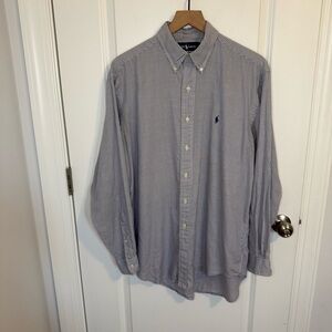 Polo Ralph‎ Lauren Blue White Check Mens 16 34/35 Long Sleeve Button Down Shirt